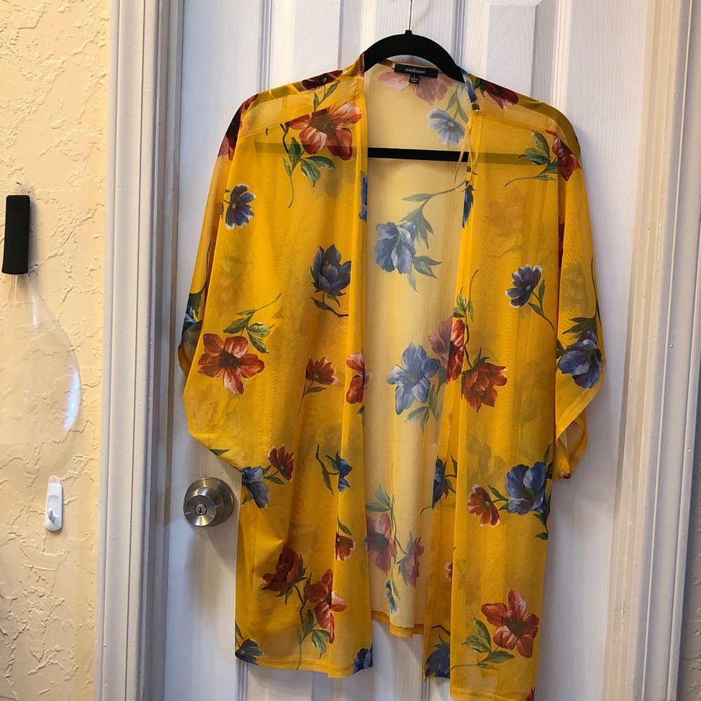 Ambiance Yellow Floral Sheer Kimono